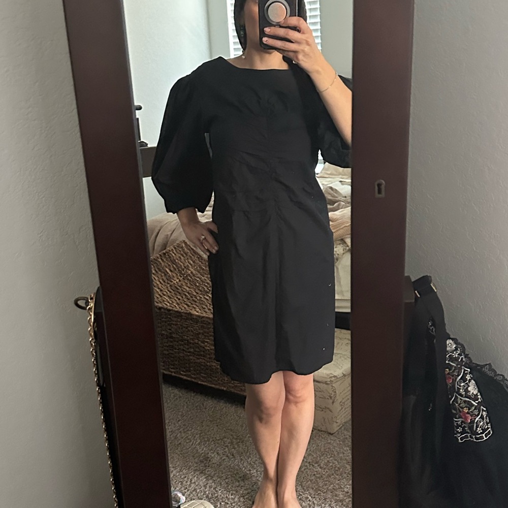 Free People Black Mini Dress with Puff Sleeves - Picture 5 of 6